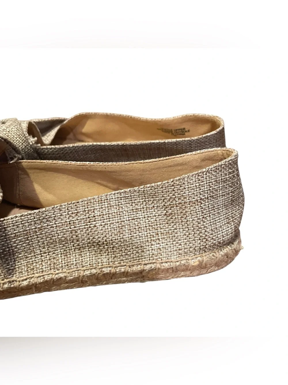 Talbots Izzy Knot Linen Espadrille Flats Beige Women’s Size 11M Slip On Shoes